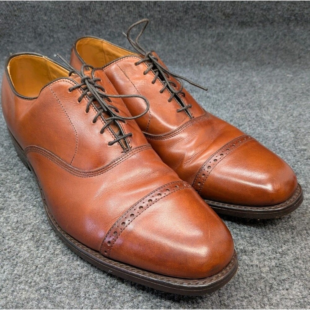 Allen Edmonds Byron Oxford 10.5 B Brown Cap Toe Bench Welt USA Dress Shoes